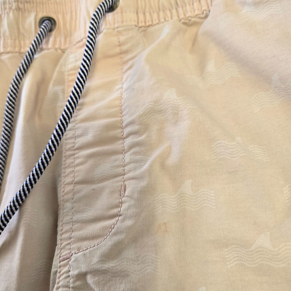 Party Pants Mens Swim Trunks Board Shorts XL Ivory Blue Wave Striped Beach Surf - Picture 7 of 13